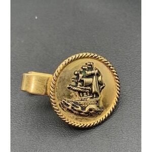 Vintage 1960's Vintage Sarah Coventry Sailing Ship Gold Tone Tie Bar Clip
